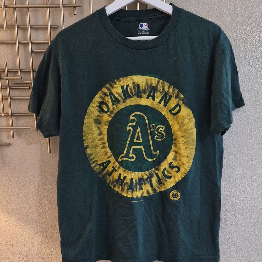 Oakland Athletics Green and Yellow Tie-Dye Tee